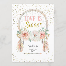 Convites Boho Dreamcatcher Love is Sweet Sign 5x7"