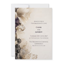 Boho Dried Pampas Grass Floral Wedding Invitation