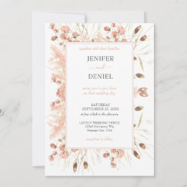Convites Boho Dried Watercolor Floral Wedding