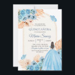 Convites Boho Dusty Blue Floral Espanhol XV Años Invita<br><div class="desc">Boho Dusty Blue Floral Espanhola XV Convite</div>