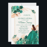 Convites Boho Dusty Blue Floral Mexicano Quinceañera Convit<br><div class="desc">Boho Dusty Blue Floral Mexicano Quinceañera Convite</div>