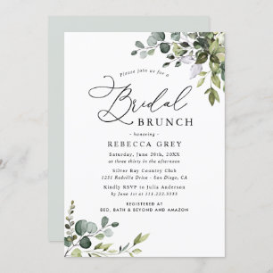 Convites Boho Dusty Blue Watercolor Greenery Bridal Brunch