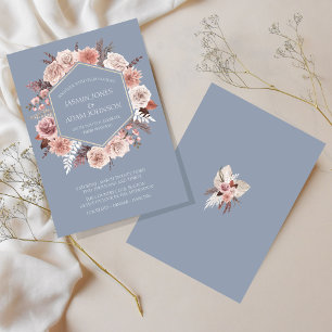 Convites Boho Dusty Flores Azuis Secos Casamento De Frotas