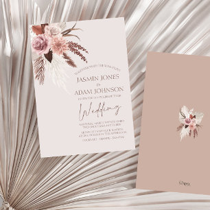 Convites Boho Dusty Flores Secos Rosa Pampas Casamento Gras