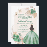 Convites Boho Dusty Green Floral Mexicana Quinceañera<br><div class="desc">Boho Dusty Green Floral Mexicana Quinceañera Convite</div>