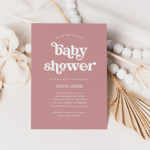 Convites Boho e Retro Dusty Rosa   CHÁ DE FRALDAS