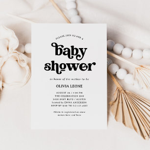 Convites Boho e Retro Preto e Branco   CHÁ DE FRALDAS