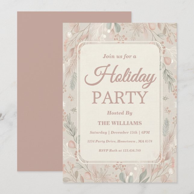 Convites Boho Earthy Tones Holiday Party (Frente/Verso)