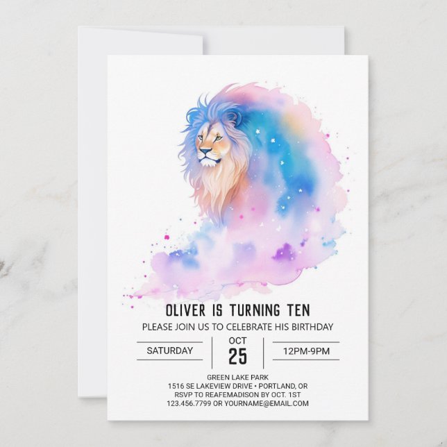 Convites Boho Editable Lion Birthday (Frente)