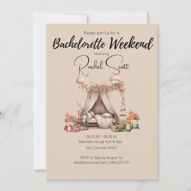 Convites Boho Elegant Bachelorette Glamping Party Weekend  (Frente)