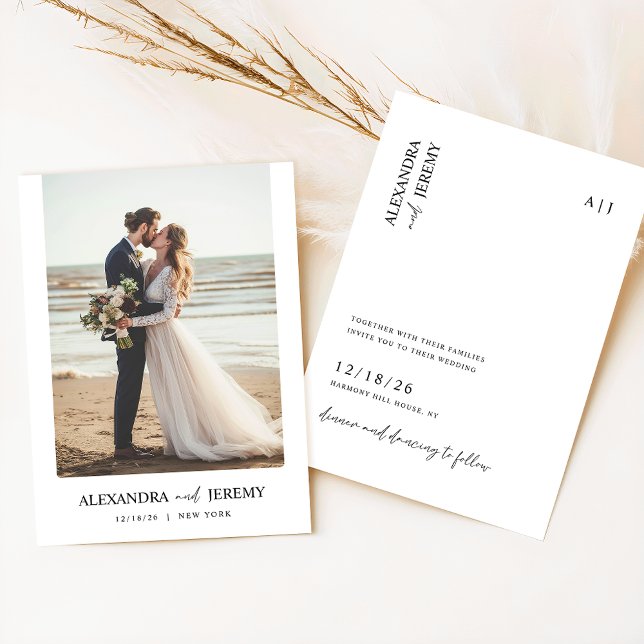 Convites Boho Elegant Beach Photo Wedding (Criador carregado)