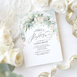 Convites Boho Elegante Dourado Glitter Greenery Baptism