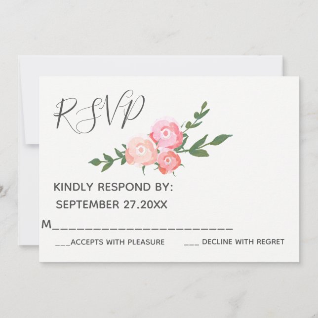 Convites Boho elegante resposta de casamento com rosas em a (Frente)