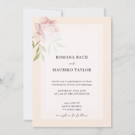 Convites Boho Elegante Rosa Água Floral Aquarela