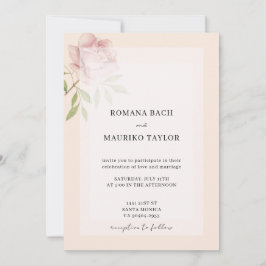 Convites Boho Elegante Rosa Rosa Watercolor Floral