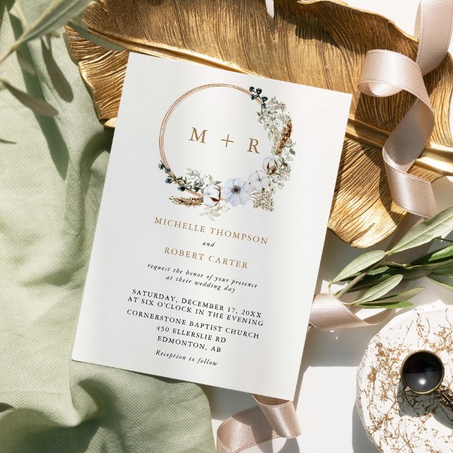 Convites Boho Elegante Terracotta de Pampas Grass (Criador carregado)