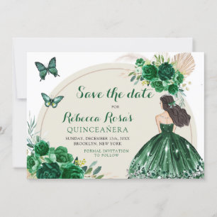 Convites Boho Emerald Green Quinceañera Salve A Data