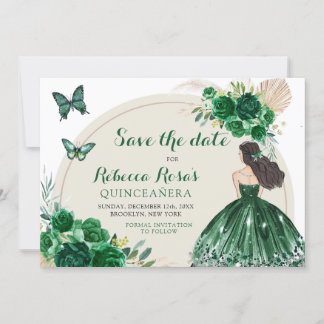 Convites Boho Emerald Green Quinceañera Salve A Data