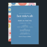 Convites Boho Escandinavo Flor Azul Bat Mitzvah<br><div class="desc">Boho Escandinavo Flor Azul Simples Bat Mitzvah Convite</div>