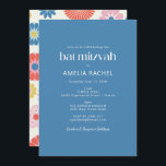 Convites Boho Escandinavo Flor Azul Bat Mitzvah<br><div class="desc">Boho Escandinavo Flor Azul Simples Bat Mitzvah Convite</div>