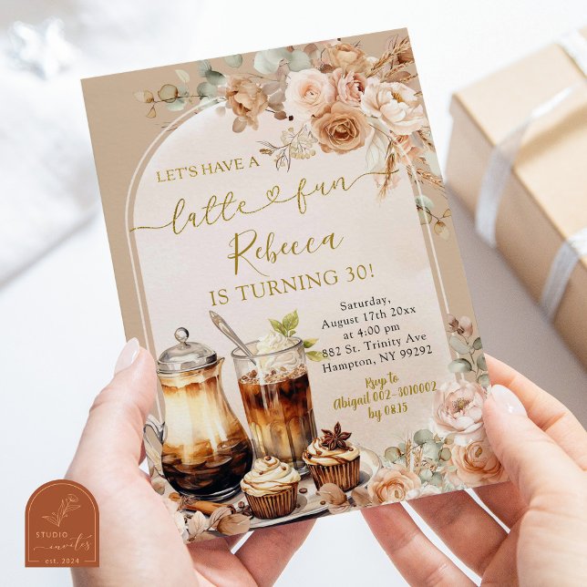 Convites Boho Espresso Martini Latte Diversão de Aniversári (Criador carregado)