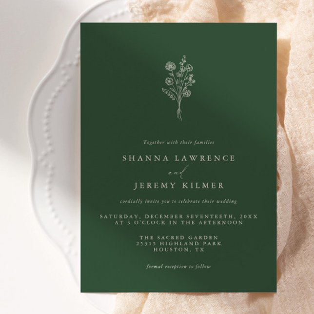 Convites Boho Evergreen Elegant Casamento Mínimo | (Available for print and instant digital download!)