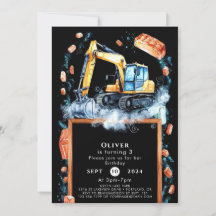 Boho Excavator Construction Birthday