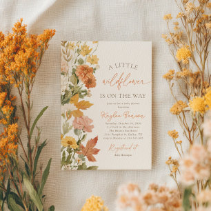 Convites Boho Fall Chá de fraldas de flor selvagem
