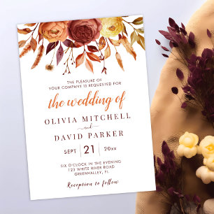 Convites Boho Fall Floral Rustic Flowers Casamento Foliar