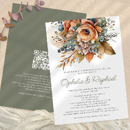 Convites Boho Fall Florals Sage Bohemian Wedding