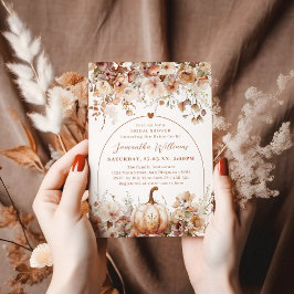 Convites Boho Fall Rustic Chá de panela de flor selvagem