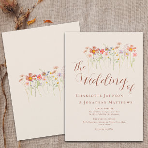 Convites Boho Fall Wildflower Beige Terracotta