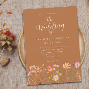 Convites Boho Fall Wildflower Terracotta Casamento Floral
