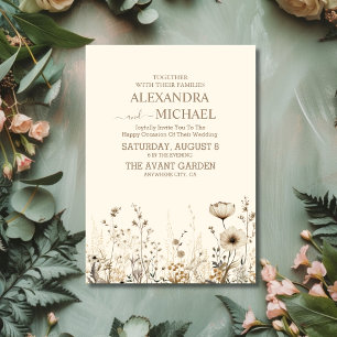 Convites Boho Fall Wildflower Wedding