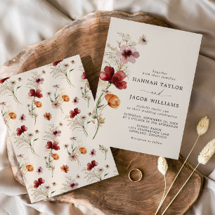 Convites Boho Fall Wildflower Wedding