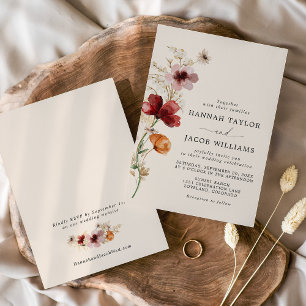 Convites Boho Fall Wildflower Wedding