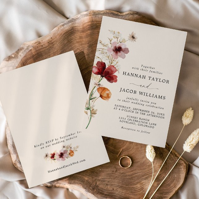 Convites Boho Fall Wildflower Wedding (Criador carregado)