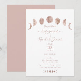 Convites Boho Fases da Lua Rosa Aliança de Noivado Moderna