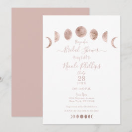 Convites Boho Fases da Lua Rosa Chuveiro de Noiva Moderno M