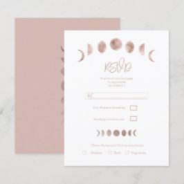 Convites Boho Fases da Lua Rosa Moderno Minimalista Casamen