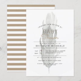 Convites Boho Feather | Chá de fraldas de aquarelas