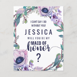 Convites Boho Feather & Floral Você Será Minha Madrinha de 