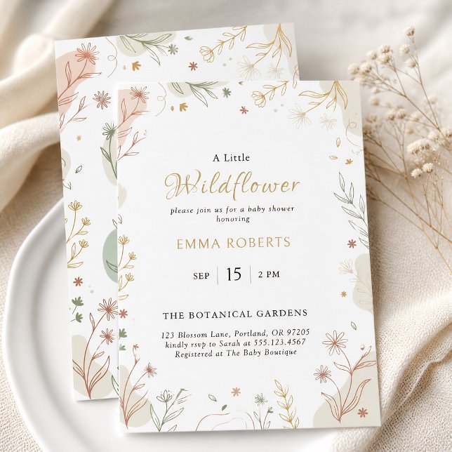 Convites Boho Flor Silvestre Terroso Botânico (Boho Wildflower Earthy Botanical Invitation)