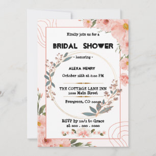 Convites boho floral aquarelas,menina bebê