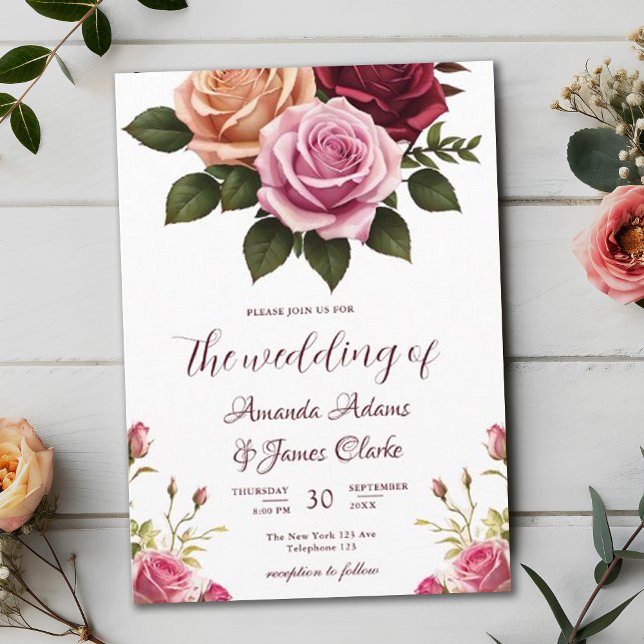 Convites Boho Floral Autumn Watercolor Wedding (Criador carregado)
