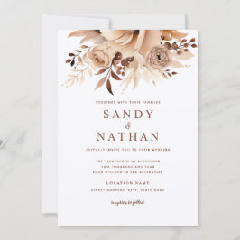 Convites Boho Floral Beige Invitation
