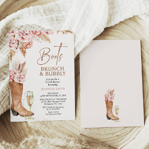 Convites Boho Floral Boots Brunch Chá de panela Borracha