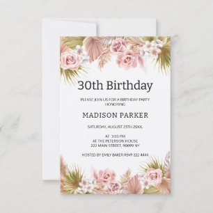Convites Boho Floral Border Buquê Birthday