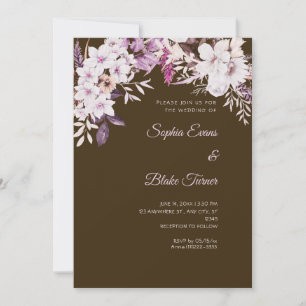 Convites Boho Floral Branco Mocha Marrom Casamento