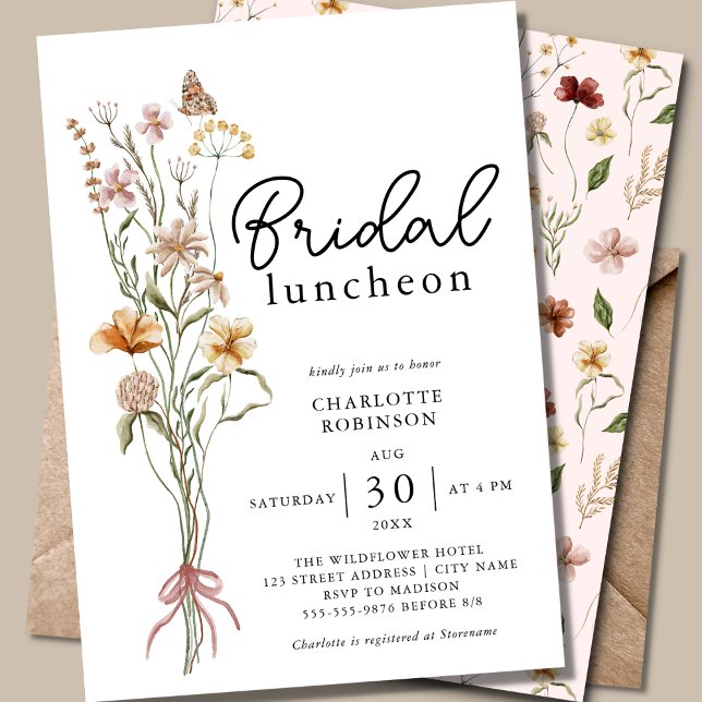 Convites Boho Floral Bridal Luncheon (Criador carregado)